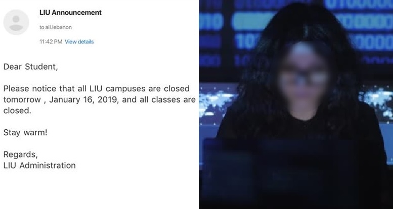 طالبة في الـ"LIU " اخترقت نظام الجامعة وأرسلت مئات "الإيميلات" للطلاب معلنة فيها عطلة للطلاب