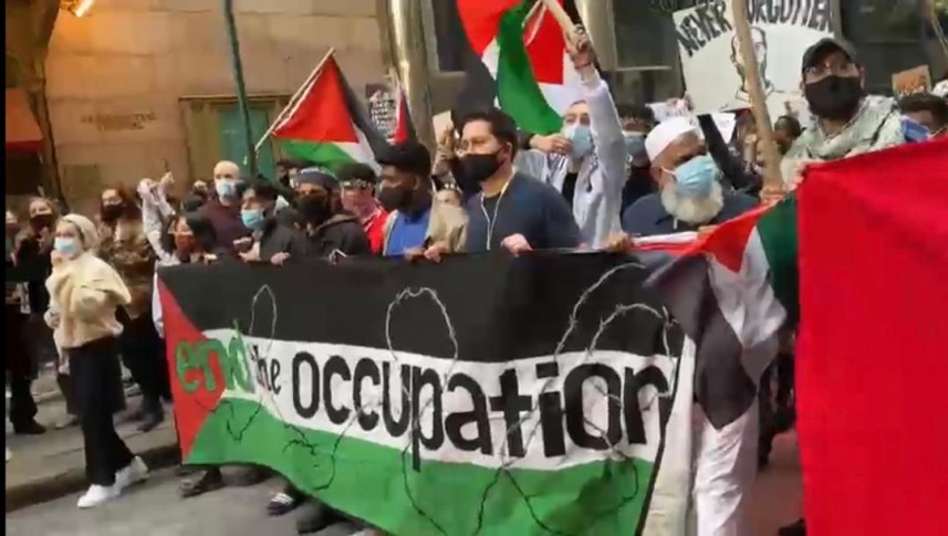 مسيرتان في نيويورك وواشنطن تنديدا بالعدوان الصهيوني على القدس وغزة