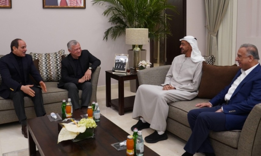 الملك عبدالله الثاني يجمع بن زايد والسيسي والكاظمي في العقبة
