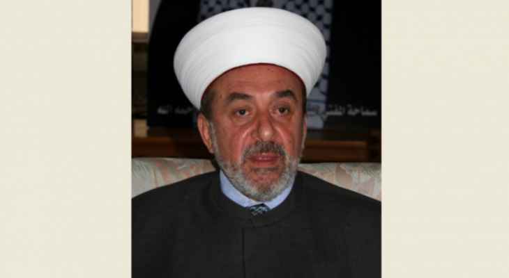 مفتي صيدا وأقضيتها عمّم على خطباء الجمعة التركيز على الدعوة لتثبيت وقف إطلاق النار في عين الحلوة