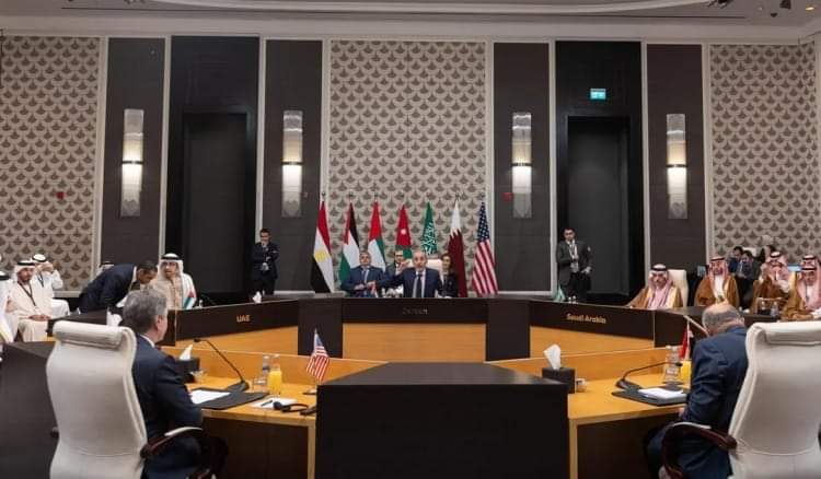 الاجتماع العربي الأميركي في عمان  في تهيئة الظروف لعودة الاستقرار واستعادة مسار السلام.