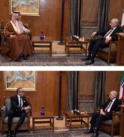 الرئيس بري بحث الأوضاع العامة والمستجدات السياسية والميدانية خلال إستقباله السفيرين السعودي والمصري .