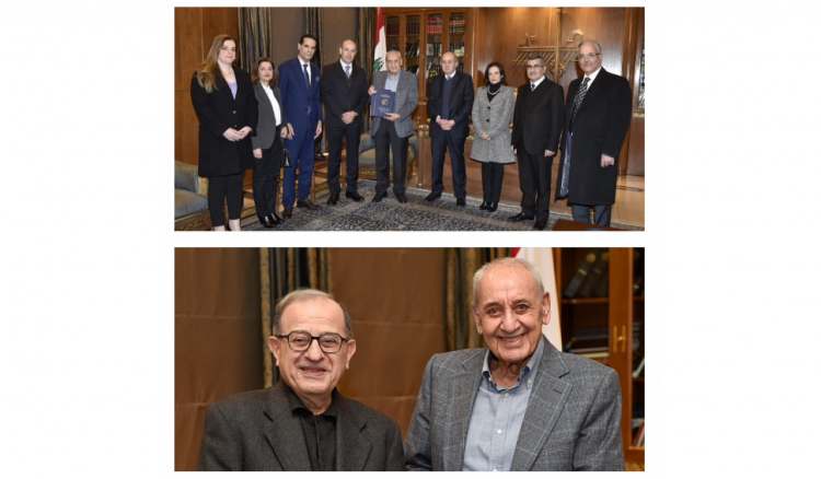 الرئيس بري تسلم من ديوان المحاسبة قطعي حسابات عن العامي 2001 و 2002 وتقريراً خاصاً يتعلق بوزارة الإتصالات