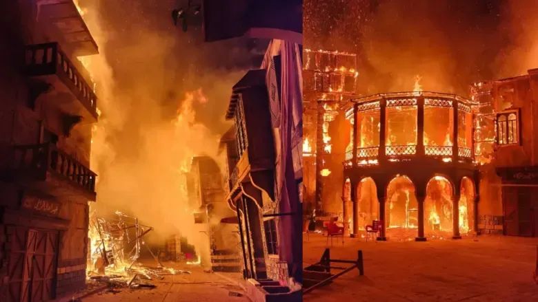 حريق مفتعل يلتهم ديكورات مسلسل "النويلاتي" والخسائر بنحو مليون ونصف مليون دولار