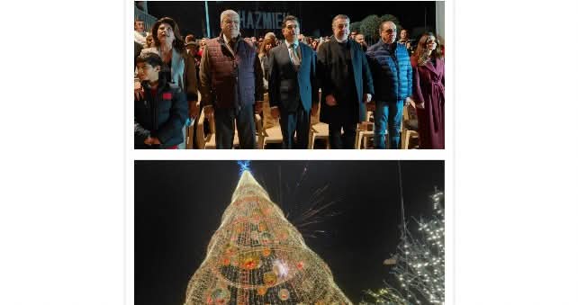 بلدية الحازمية تضيء شجرة الميلاد على مستديرة الصيّاد