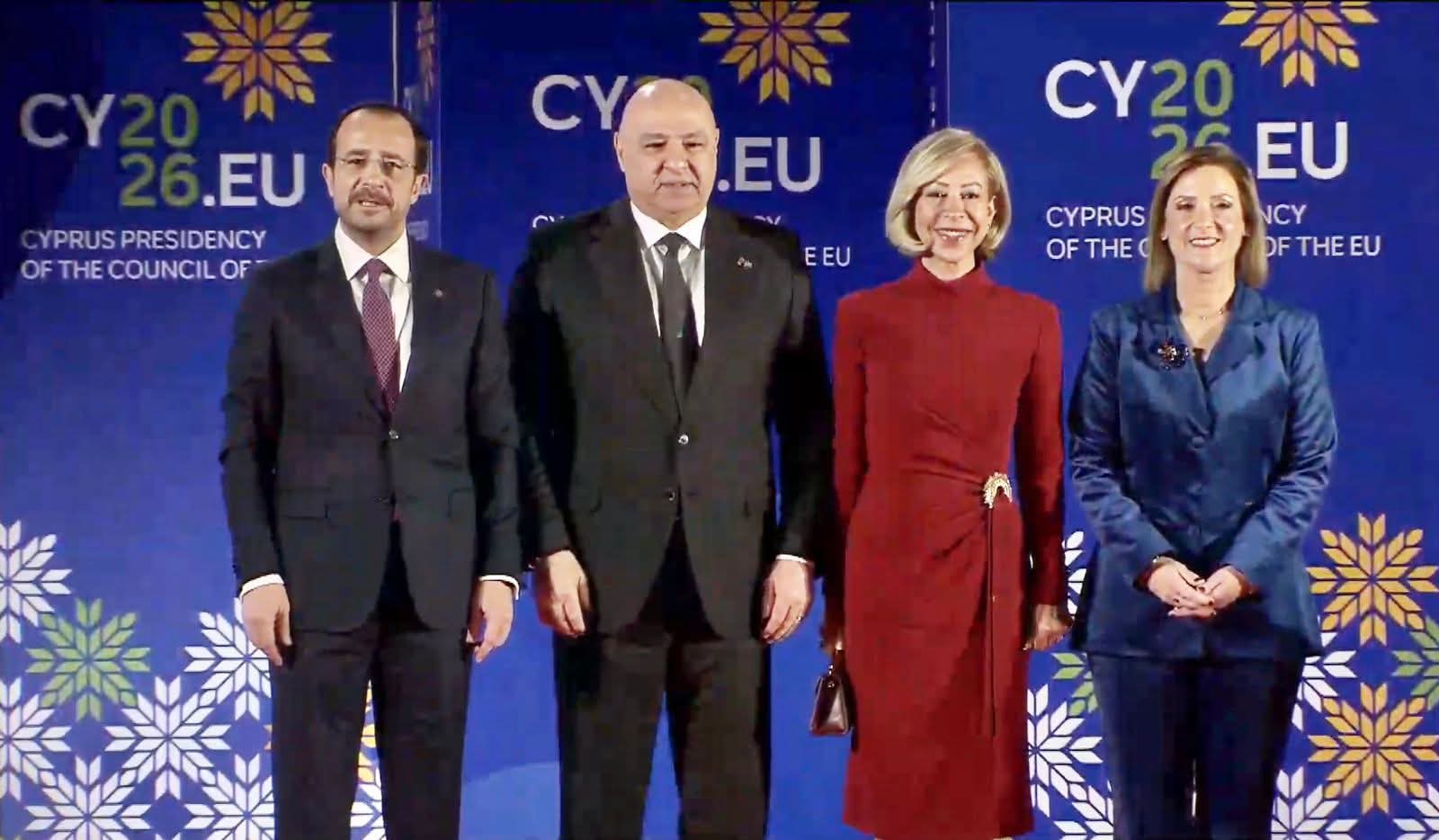 الرئيس عون واللبنانية الاولى شاركا في نيقوسيا في احتفال تسلم قبرص رئاسة الاتحاد الاوروبي