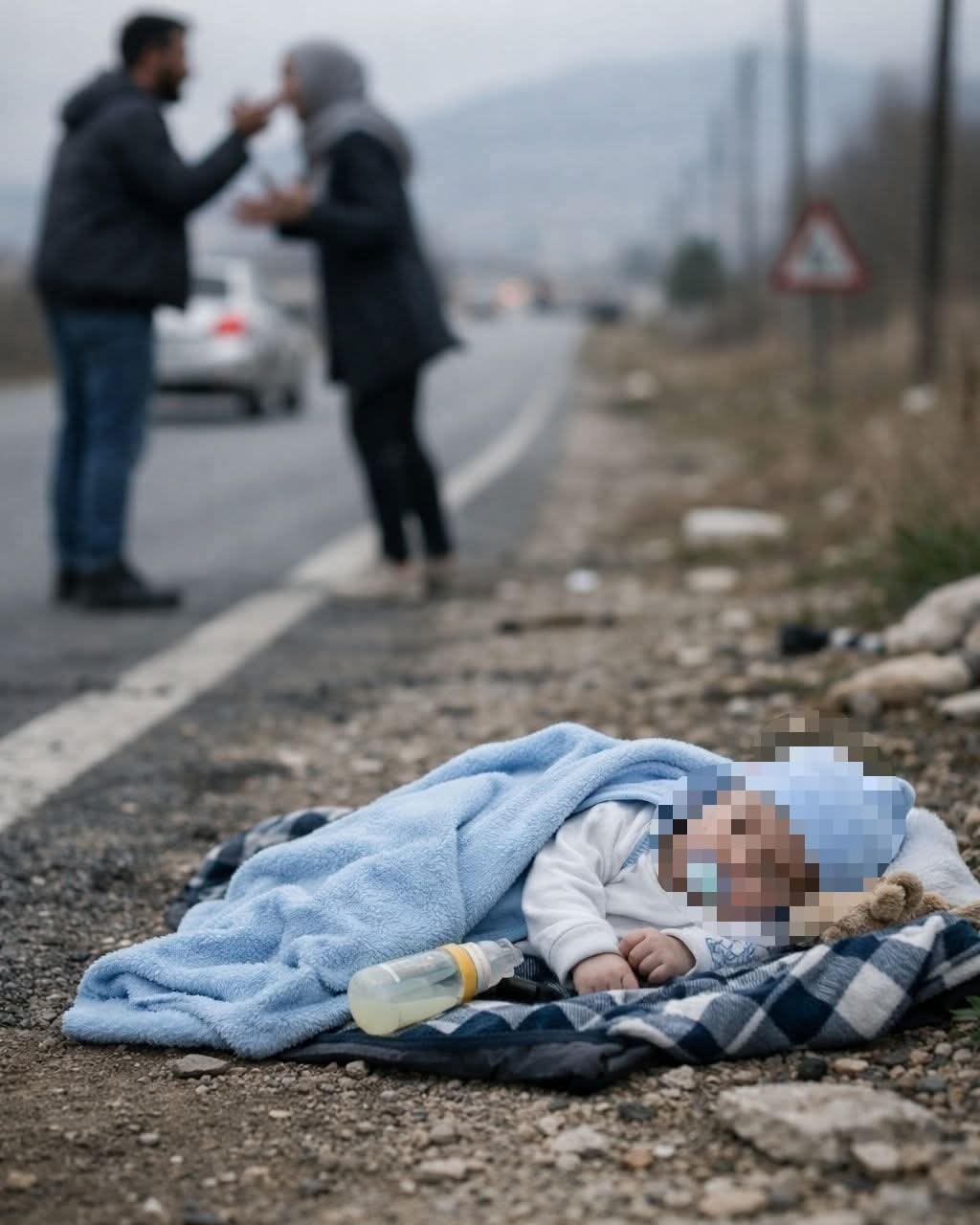 رضيع يُترك على قارعة الطريق بسبب خلاف عائلي