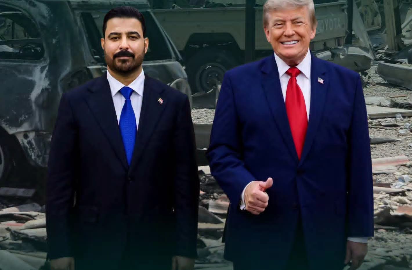 وانهارت للرئيس الأميركي ترامب برئيس الوزراء العراقي علي الزيدي.