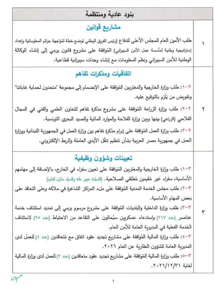 جلسة لمجلس الوزراء... إليكم جدول أعمالها