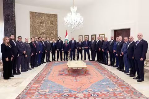 وفداً وزارياً سورياً في قصر بعبدا، 