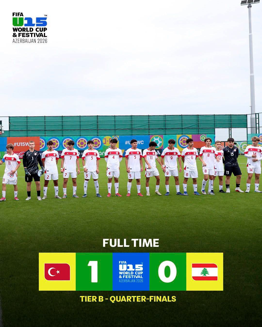 لبنان يسقط أمام تركيا ويواجه لاتفيا لتحديد مراكزه في مونديال الناشئين